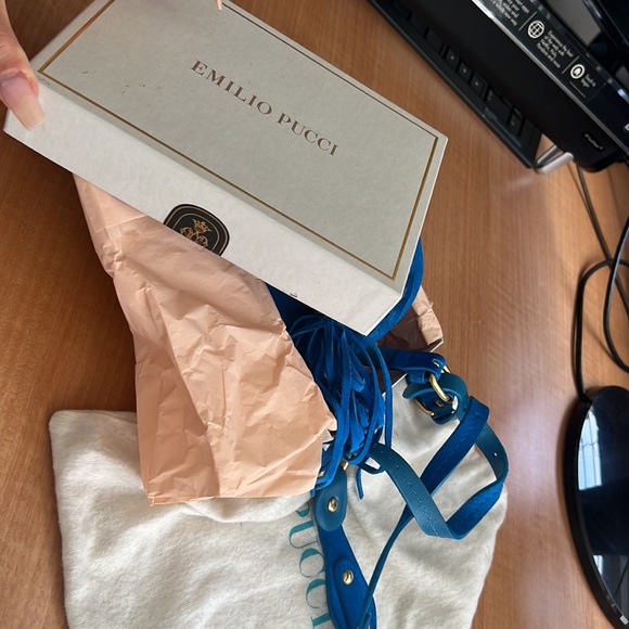 Authentic Emilio Pucci royal blue suede fringe mini bag - Picture 6 of 6